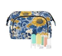 miaozhen Ukiyo-e-style Japanese Sunflower Navy Skull Makeup Case Storage Bag Essentials Change Purse per cosmetici da viaggio per maquillaje