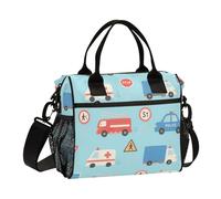 miaozhen Veicolo di emergenza Polizia Auto Segni Blu Uomini Borse Pranzo con Tracolla Riutilizzabile Cooler Tote per Viaggi lonchera termica para Hombre