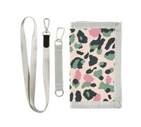 miaozhen Verde Pesca Leopard Print portafoglio titolare della carta per la donna semplice leggero portafoglio titolare della carta con cordino billetera para hombre