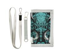 miaozhen Verde scuro mucche e fiori trifold soldi clip per la donna Trendy colorato billfold con cordino cartera para hombre, Mucche e fiori verde scuro, 1 size