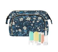 miaozhen Vine Pattern Turquosie Grande Capacità Viaggio Essenziali Gioielli per le Donne Viaggio maquillaje para, Turchese motivo vite, moderno