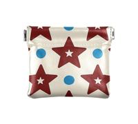 miaozhen Vino Rosso Stelle Dot Blu Chiaro Delle Donne di Cuoio Moneta Borse Borse Sacchetti Comodo Cambiamento Borsa con Chiusura per le Signore pequena para, Vinaccia rosso stelle puntino azzurro, 1