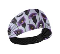 miaozhen Viola Calla Lilies Mistero Halloween Antiscivolo? fascia per il sudore Fascia elastica per il sudore per Palestra Ciclismo Yoga tennis bandas para el sudor