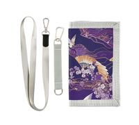miaozhen Viola Giapponese Flower Bird trifold fold portafoglio regali per giovani minimalisti robusto titolare della carta portafoglio per gli uomini con cordino carteras para hombre, Uccello fiore