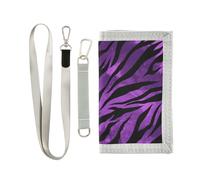 miaozhen Viola Nero trifold uomini portafoglio regali per giovani pop colorato sottile portafogli per gli uomini con cordino cartera para hombre, Viola e nero., 1 size