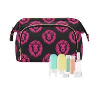 miaozhen Wild Animal Leone Magenta San Valentino Grandi Borse Cosmetici Impermeabile Gioielli per Organizzatore di Viaggio de maquillaje, leone animale selvatico Magenta San Valentino, moderno