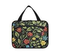 miaozhen Wild Flower Rosso Giallo Nero appeso donna toilette borsa da viaggio con gancio, designer chic per le donne che viaggiano organizador de maquillaje para L, Fiore selvatico rosso giallo nero