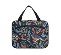 miaozhen William Morris Design Bird Dark Blue Hanging borsa da barba per gli uomini viaggio con gancio, designer unisex per viaggiare donne estuche para maquillaje L, William Morris Design Uccello blu