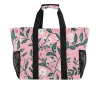 miaozhen William Morris Style Brunch Peach - Borsa multiuso pieghevole con scomparti in tela