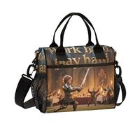 miaozhen Work Hard Play Hard Castle Heavy Duty Lunch Bag con tracolla Crossbody Womens Lunchbox per Outdoor lonchera para adulti