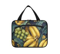 miaozhen Yummy Bananas Pattern Giallo Autunno appeso viaggio borsa cosmetica con gancio, necessità progettista per le donne in viaggio estuche de maquillaje para mujer L, yummy banane modello giallo