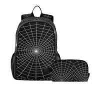 miaozhen Zaini per ragazzi con portapranzo Cool Spider Web nero bianco borsa scuola ragazzo 9-10 anni