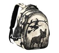 miaozhen Zaino casual per bambini con cane francese e luna, Cane francese e | per Ragazzi Ragazze Travel Back Pack mochilas escolares para ninos de 12 anos
