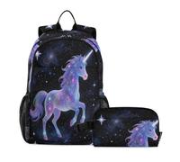 miaozhen Zaino E Borsa Pranzo Set Per Ragazze Adolescenti unicorni Magia Cielo Stellato Scuola Bag Boy 10-12