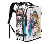 miaozhen Zaino per computer portatile da 15,6 pollici per uomo lavoro 20L | Borsa da ufficio leggera Graffiti Cat Colorful Travel Essentials per la scuola mochila para viaje en avion 20L