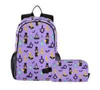miaozhen Zaino per scuola e borsa per il pranzo con gatto, graffiti, Halloween, peste, dottore, strega, spirituale, 18 litri, zaino con portapranzo, 7-10, mochila escolar para ni?as