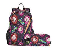 miaozhen Zaino per scuola e pranzo borsa gelato gocciolamento baseball per ragazzi Bookbag e Lunchbox 9-10 anni