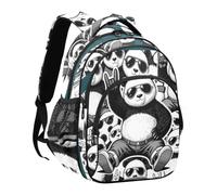miaozhen Zaino scuola media ragazzi Retro Panda Rock Musik, Retro Panda | per bambini adolescenti adolescenti viaggio zaino mochila escolar para ninos