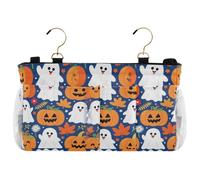 miaozhen Zucca arancione malvagia per comodino di Halloween Caddy dormitorio letto borsa per telecomandi telefono, dormitorio universitario, campo, letto bambino rotaie organizador de botellas de agua