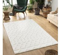 Mia's Carpets Theo - moderno a pelo corto con effetto alto-basso, effetto 3D, alta densità di pelo, morbido, design scandinavo, crema, 80 x 300 cm
