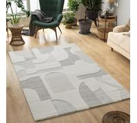 Mia's Carpets Theo - moderno a pelo corto con effetto alto-basso, effetto 3D, alta densità di pelo, morbido, disegno geometrico, crema, 80 x 150 cm