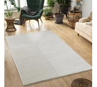 Mia's Carpets Theo - moderno a pelo corto con effetto alto-basso, effetto 3D, alta densità di pelo, morbido, design Panglao, crema, 140 x 200 cm