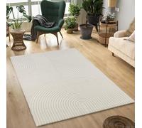 Mia's Carpets Theo - moderno a pelo corto con effetto alto-basso, effetto 3D, alta densità di pelo, morbido, design Panglao, crema, 80 x 150 cm