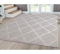 Mia's Teppiche Anna Tappeto Moderno per Soggiorno, a Pelo Corto, 12 mm, Motivo, Poliestere, Beige a Rombi, 120 x 170 cm