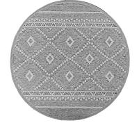 Mia's Teppiche Adora - tappeto moderno, stile boho, adatto per uso interno ed esterno, soprattutto piatto, ideale per cucina e sala da pranzo, grigio, 120cm rotondo