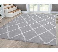 Mia's Teppiche Anna - Tappeto a Pelo Corto, 120 x 170 cm, Colore: Grigio Rombi