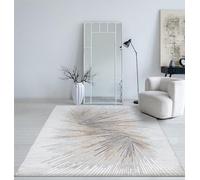 Mia's Teppiche Cielo Tappeto Moderno a Pelo Corto Denso, Soggiorno, Camera, Elegante Brillante, Fibra Brillante, Effetto Rilievo, Piuma, Grigio, 140 x 200 cm