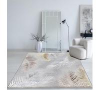 Mia's Teppiche Cielo Tappeto Moderno a Pelo Corto, Soggiorno, Camera da Letto, Brillante Elegante, Fibra Lucente, Effetto Alto-Basso, Piuma, Grigio, 200 cm Rotondo