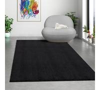 Mia's Teppiche Comfort Tappeto moderno a pelo corto, lato inferiore antiscivolo, lavabile fino a 30 gradi, morbidissimo, effetto pelliccia, Nero, 120 x 160 cm