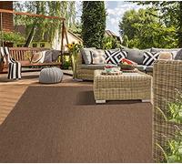 Mia's Teppiche Lara - Tappeto per Esterni, per balconi, terrazze e Giardini d'inverno, Resistente alle intemperie, ai Raggi UV, a Trama Piatta, Marrone, 200 x 280 cm