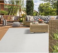 Mia's Teppiche "Lara - Tappeto per Esterni, per balconi, terrazze e Giardini d'inverno, Resistente alle intemperie, ai Raggi UV, a Trama Piatta, Crema, 80 x 150 cm