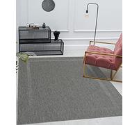 Mia's Teppiche "Lara - Tappeto per Esterni, per balconi, terrazze e Giardini d'inverno, Resistente alle intemperie, ai Raggi UV, a Trama Piatta, Antracite, 60 x 110 cm