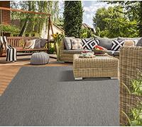 Mia's Teppiche "Lara - Tappeto per Esterni, per balconi, terrazze e Giardini d'inverno, Resistente alle intemperie, ai Raggi UV, a Trama Piatta, Antracite, 60 x 110 cm