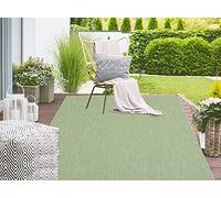 Mia's Teppiche "Lara - Tappeto per esterni, per balconi, terrazze e giardini d'inverno, resistente alle intemperie, ai raggi UV, a trama piatta, Verde, 120 x 170 cm