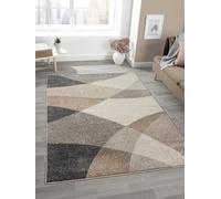 Mia's Teppiche "Mosaix - Tappeto moderno a pelo corto, per soggiorno e camera da letto, con contorni, motivi geometrici, a quadretti, beige, 120 x 160 cm