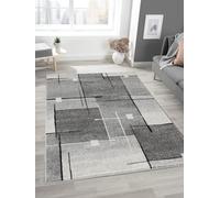 Mia's Teppiche Mosaix - Tappeto moderno a pelo corto, per soggiorno e camera da letto, con contorni, motivo geometrico, a quadretti, colore: grigio, 120 x 160 cm