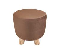 miasuite i sogni italiani Poggiapiedi Pouf circolare alto 27 cm - Marrone - Pelle Scamosciata Impermeabile, Piedi in Legno Massello di Qualità.