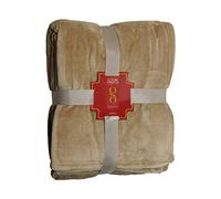 MiaSuite Plaid invernale in Pile anallergico, 130x160 cm - Beige - Effetto velluto lucente, design elegante, morbido al tatto, lavabile in lavatrice.