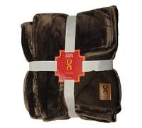 MiaSuite Plaid invernale in Pile anallergico, 130x160 cm - Marrone - Effetto velluto lucente, design elegante, morbido al tatto, lavabile in lavatrice.