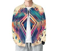 MIATCENRT Giacca Bomber da Uomo, Leggera Antivento per Le Mezze Stagioni, Giacca Sportiva Aviatore Geometria Simmetrica, Punk Maniche Lunghe, con Cerniera e Tasche Colorato