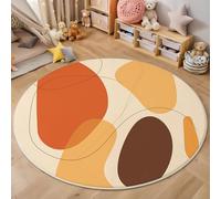 MIATCENRT Illustrazioni Tappeto Rotondo Salotto, Lavabile Stampa Grafica Linee Tappeti Grande per Sala, Soggiorno, Non Pelucchi, Antimacchia, Facile da Pulire, Riso, 120cm