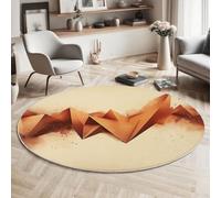 MIATCENRT Morbido Tappeto di Rotondo Zona, Tappeto Salotto Pelo Corto, Astratto Motivo Origami Triangolo in Stampa 3D, Tappeti per Decorativo Camera da Letto, 120cm, Riso