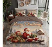 MIATCENRT Set Copripiumino 200x200cm Pittura Ad Olio Retrò con 2 Federe 50x80cm | Babbo Natale Regali, Microfibra Morbida con Chiusura a Zip, Lavabile, Traspirante e Facile da Mantenere Ogni Giorno