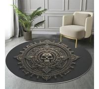 MIATCENRT Tappeto Rotondo per Bambini, Morbido Distintivo A Forma Di Teschio Decorazione Misteriosa Antiscivolo Grande Tappetino da Gioco, per Cameretta dei Bambini in Finta Cashmere, (Bronzo, 100cm)