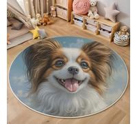 MIATCENRT Tappeto Rotondo per Bambini, Morbido Papillon Del Cielo Animali Carini Antiscivolo Grande Tappetino da Gioco, per Cameretta dei Bambini in Finta Cashmere, (Marrone Bianco, 120cm)
