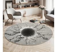 MIATCENRT Tappeto Rotondo Salotto, Astratto Microscopico Rami Buchi Neri Design Morbido Tappetini Antiscivolo Tappeto per Bambini Cameretta Casa Balcone Tappet Tavolino (Nero Grigio, 80cm)